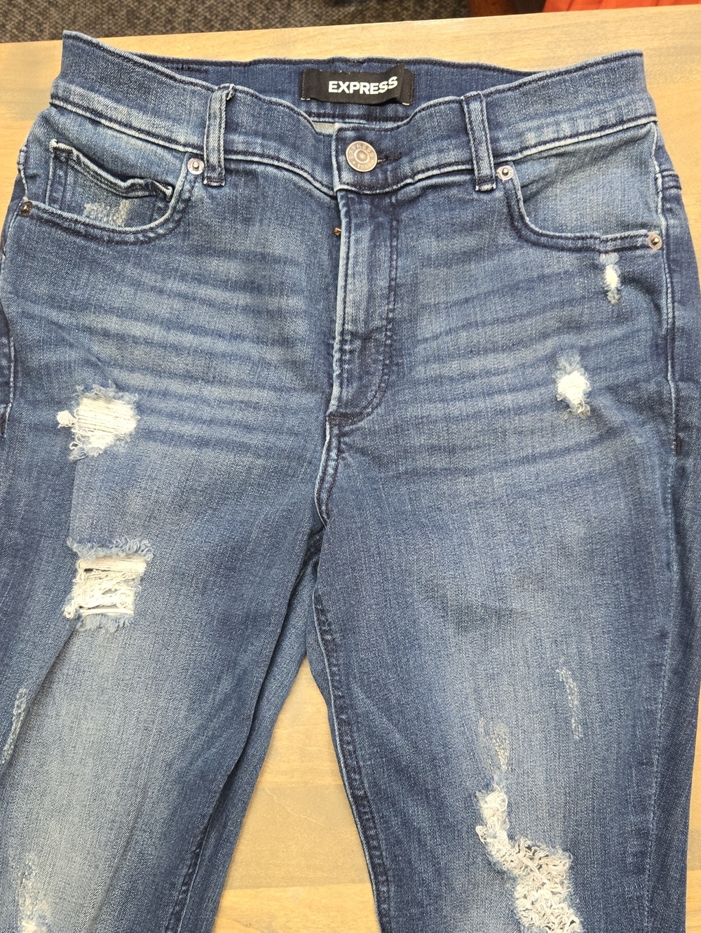 Express Women's Distressed Blue Skinny Jeans